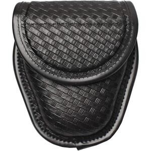 Covered FAUX LEATHER Handcuff Case Molded Hidden Snap One Size Basketweave Cuff